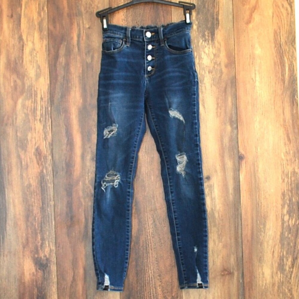 Old Navy Adj Waist Rockstar Super Skinny High Rise Jeggings Girls 10